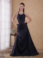 Popular A-Line / Princess Halter Floor-length Taffeta Beading Prom Dress