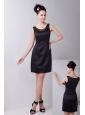 Black Column Scoop Little Black Dress Taffeta Mini-length