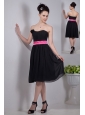 Black Empire Strapless Little Black Dress Chiffon Sashes  Knee-length