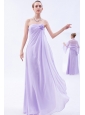 Lilac Empire Strapless Floor-length Chiffon Hand Made Flowers Bridesmaid Dress