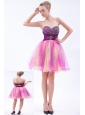 Multi-color A-line Sweetheart Mini-length Organza Beading Cocktail Dress