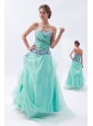 Apple Green Empire Sweetheart Prom Dress Embroidery with Beading Floor-length Organza