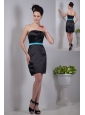 Black Column Mini-length Strapless with Sashes Bridesmaid Dress