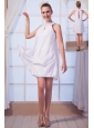 White Empire High-neck Prom Dress Chiffon Beading Mini-length