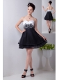 Black and White A-line Sweetheart Prom / Homecoming Dress Organza Appliques Mini-length