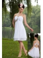 White Empire One Shoulder Prom / Homecoming Dress Beading Knee-length Chiffon