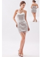 Grey Column / Sheath Sweetheart Prom Dress Organza Sequins Mini-length