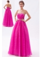 Hot Pink A-line Sweetheart Prom Dress Tulle Beading Floor-length