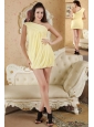 Light Yellow Column One Shoulder Prom / Homecoming Dress Chiffon Ruch Mini-length