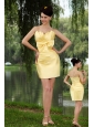 Yellow Column Strapless Prom / Homecoming Dress Satin Bowknot Mini-length