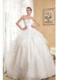 Beautiful A-line Strapless Chapel Tian Satin and Organza Appliques With Beading Wedding Dress