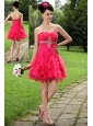 Hot pink Princess Sweetheart Prom / Homecoming Dress Organza Beading Mini-length