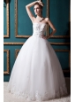 Luxurious Ball Gown Strapless Floor-length Tulle Beading Wedding Dress