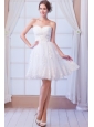 White A-line Sweetheart Mini-length Organza Appliques Wedding Dress