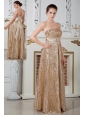 Champagne Evening Dress Empire Strapless Beading Sequin Floor-length
