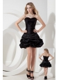 Black A-line / Princess Sweetheart Sequins Little Black Dress Mini-length Taffeta