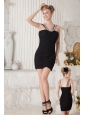 Black Column Straps Beading Little Black Dress Mini-length Chiffon