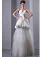 Gorgeous A-line Strapless Wedding Dress Ruch Taffeta and Tulle Floor-length
