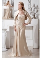 Gorgeous Champagne Column Sweetheart Beading and Ruch Mother Of The Bride Dress Brush Train Taffeta