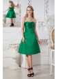 Green A-line Sweetheart Satin Ruch Bridesmaid Dress Knee-length