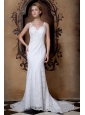 Gorgeous Wedding Dress V-neck Beading Column  Court Train Lace
