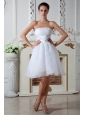 Pretty A-line Strapless Knee-length Short Wedding Dress Organza Hand Made Flower and Ruch