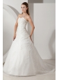 Pretty Wedding Dress A-line Sweetheart Appliques Court Train Tulle