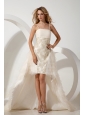 White Column Straps Wedding Dress High-low Tulle