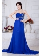Elegant Royal Blue Sweetheart Prom Dress Spit Chiffon