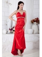 Red Column Sweetheart Prom / Evening Dress High-low  Beading Taffeta
