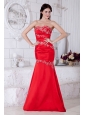 Red Mermaid Sweetheart Prom / Evening Dress Taffeta Appliques Floor-length