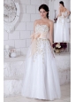 White Sweetheart Prom / Evening Dress with Gold Detail
