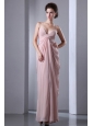 Baby Pink Column Spaghetti Straps Prom Dress Floor-length Chiffon