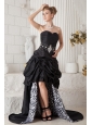 Black A-line Sweetheart High-low Prom Dress Taffeta Ruch and Beading