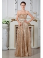 Champagne Empire Strapless Prom Dress Sequin Beading Floor-length