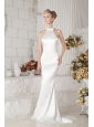 Modest Halter Top Prom Dress Brush Train Column