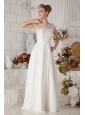 Modest White One Shoulder Chiffon Prom Dress with Beading