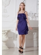 Purple Column Spaghetti Straps Cocktail Dress Elastic Wove Satin Mini-length