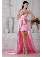 Rose Pink Empire Beading Sweetheart Prom / Evening Dress High-low Taffeta