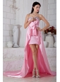 Rose Pink Empire Beading Sweetheart Prom / Evening Dress High-low Taffeta