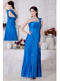 Royal Blue Junior Prom / Homecoming Dress Empire One Shoulder Pleat Ankle-length Taffeta