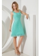 Turquoise A-line / Princess Square Prom / Homecoming Dress Mini-length Lace