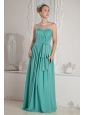 Turquoise Empire Sweetheart Ruch and Sash Prom Dress Floor-length Chiffon