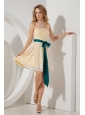 Yellow Junior Prom / Homecoming Dress A-line / Princess Strapless Mini-length Lace Sashes