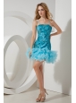 Aqua Blue A-line / Princess Straps Short Prom / Homecoming Dress Mini-length Tulle and Sequin