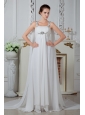 Popular Empire Straps Prom Dress Watteau Train Chiffon Beading