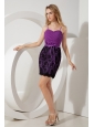 Purple Column Straps Ruch Short Prom / Homecoming Dress Mini-length Lace