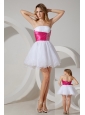 White A-line / Princess Strapless Beading Short Prom / Homecoming Dress Mini-length Organza