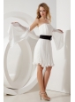 White Empire Strapless Short Prom / Homecoming Dress Mini-length Organza Belt
