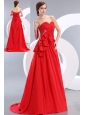 Beautiful Red Prom / Evening Dress Empire Sweetheart Beading Brush Train Taffeta